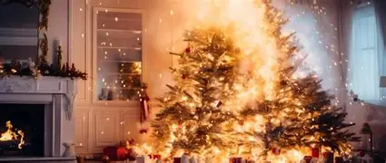 arbre de noel ou sapin en feu dans un appartement ou une maison, rouvroy, arras, ddouai, lens