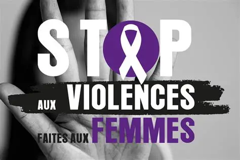 stop aux violences faites aux femmes, ruban blanc, ruban violet, main