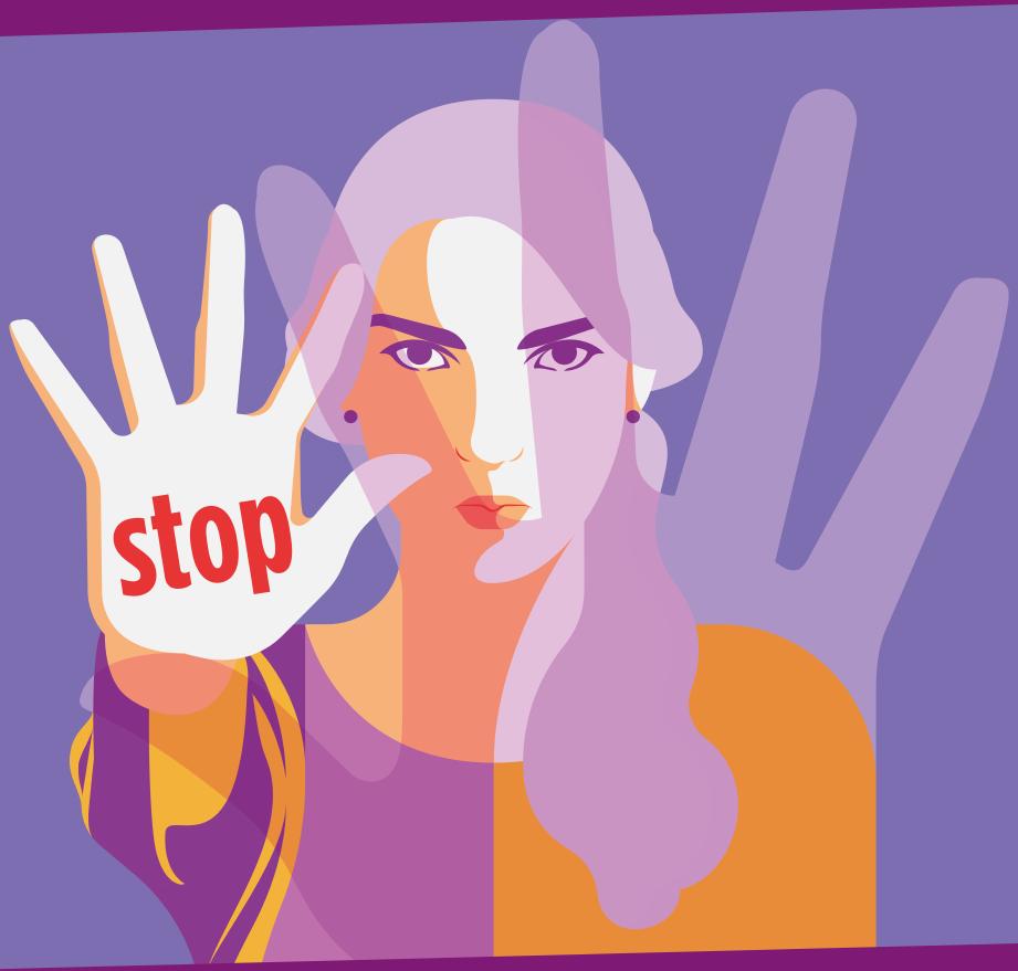 stop aux violences faites aux femmes, femme avec le mot stop ecrit sur la main droite